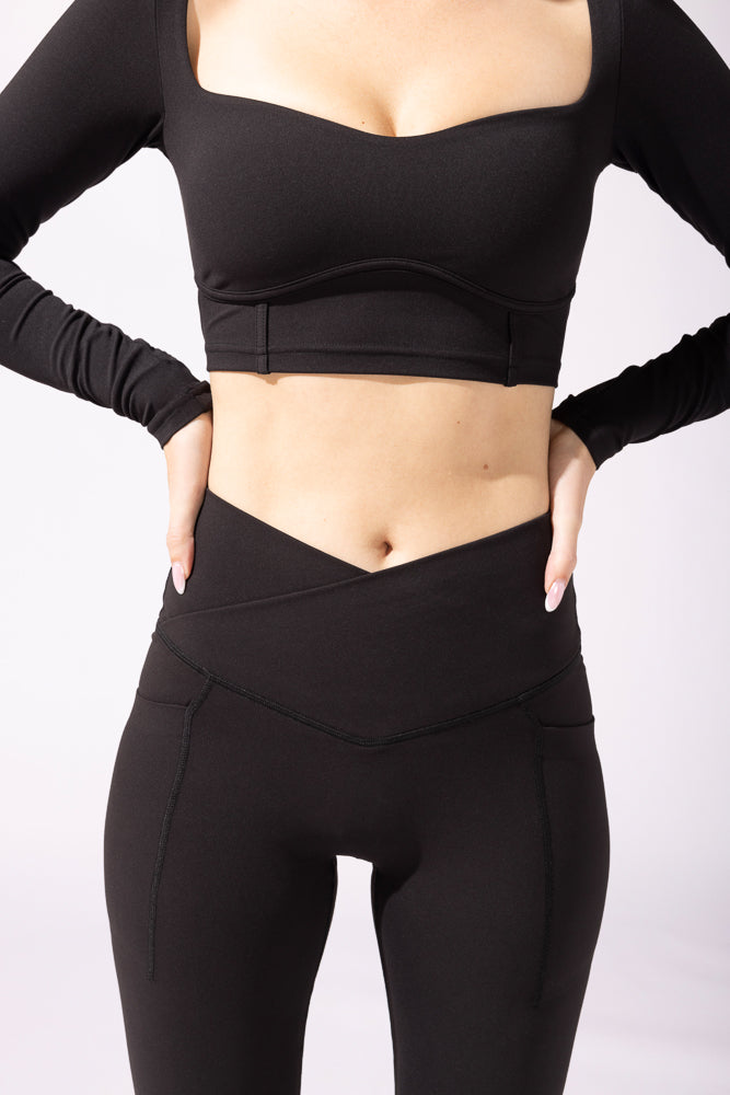 Crisscross Hourglass® Bell Bottom with Pockets (Soft Touch) - Black by POPFLEX®