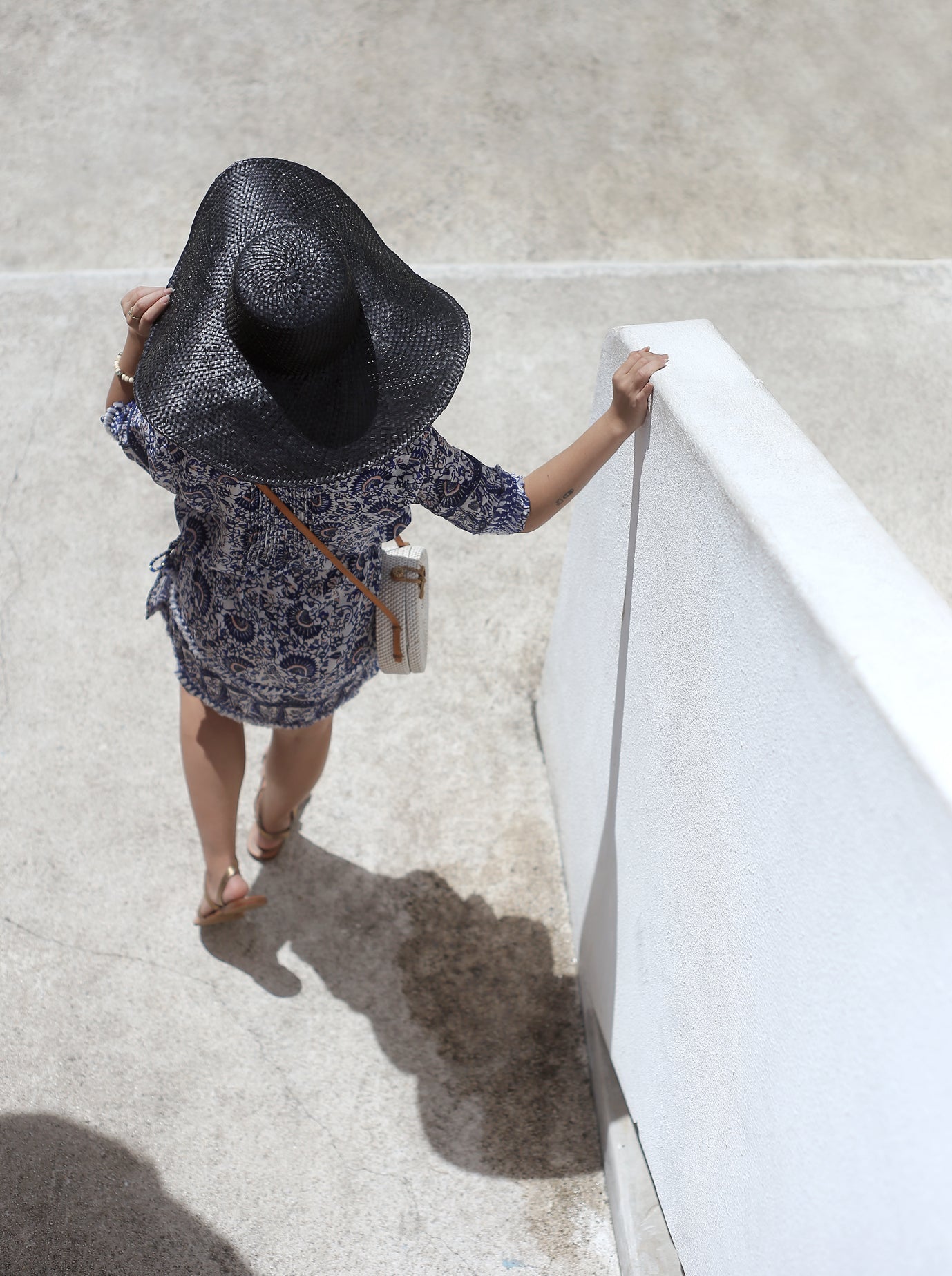 Swasti Wide Round Palm Straw Hat, in Black by BrunnaCo
