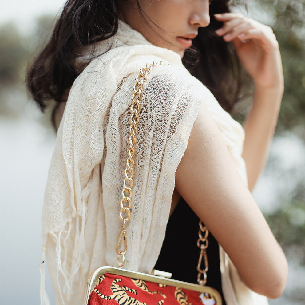 Blanco Hand-loomed Raw Cotton Scarf by BrunnaCo