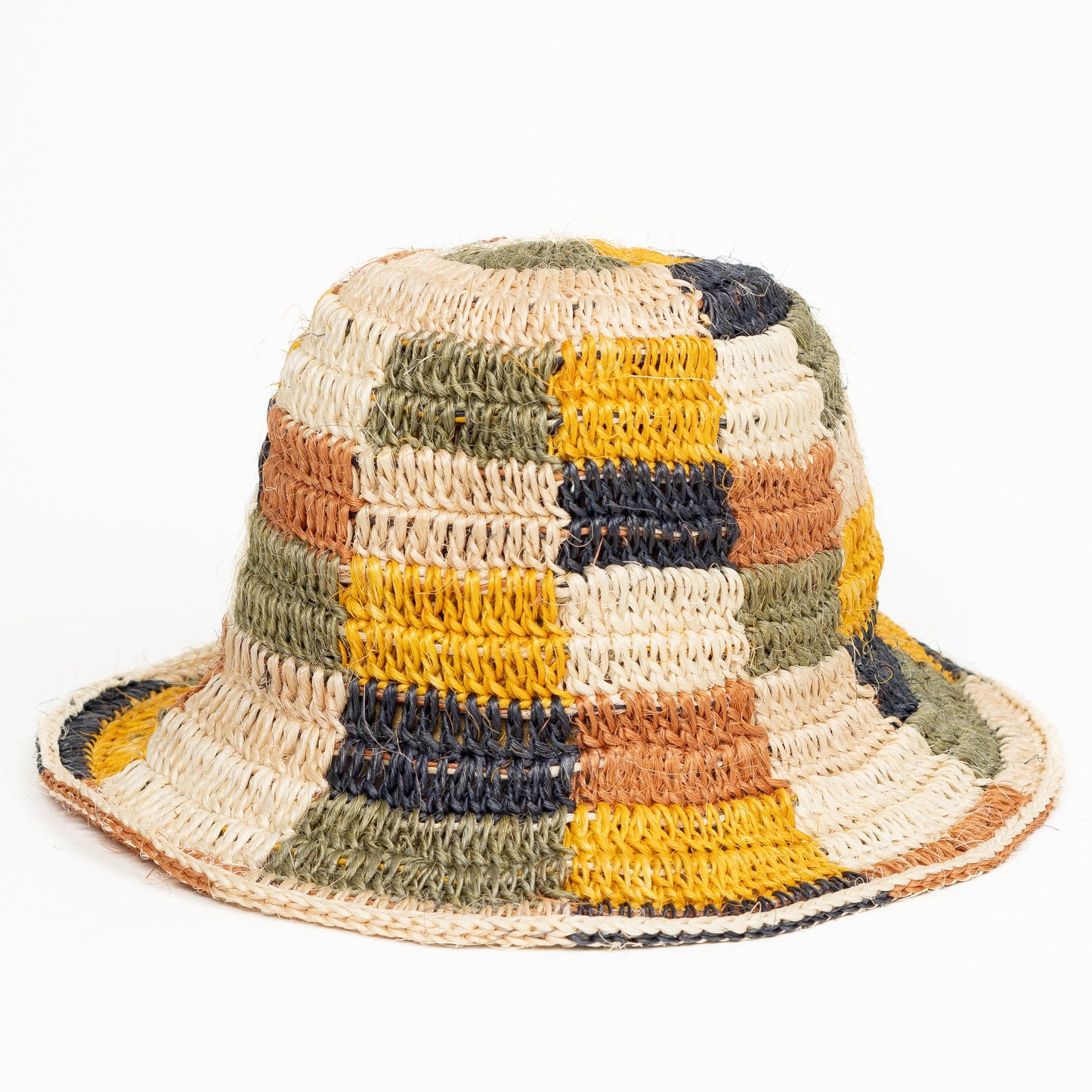 Fall Bucket Hat - Crocheted Multicolor Checkered by Made by Minga