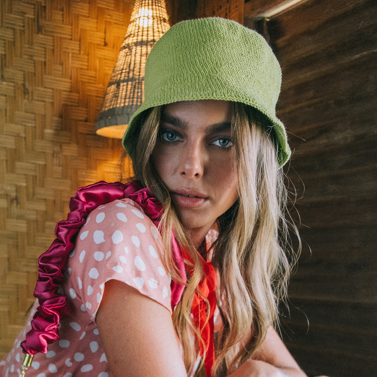 FLORETTE Crochet Bucket Hat In Lime Green by BrunnaCo