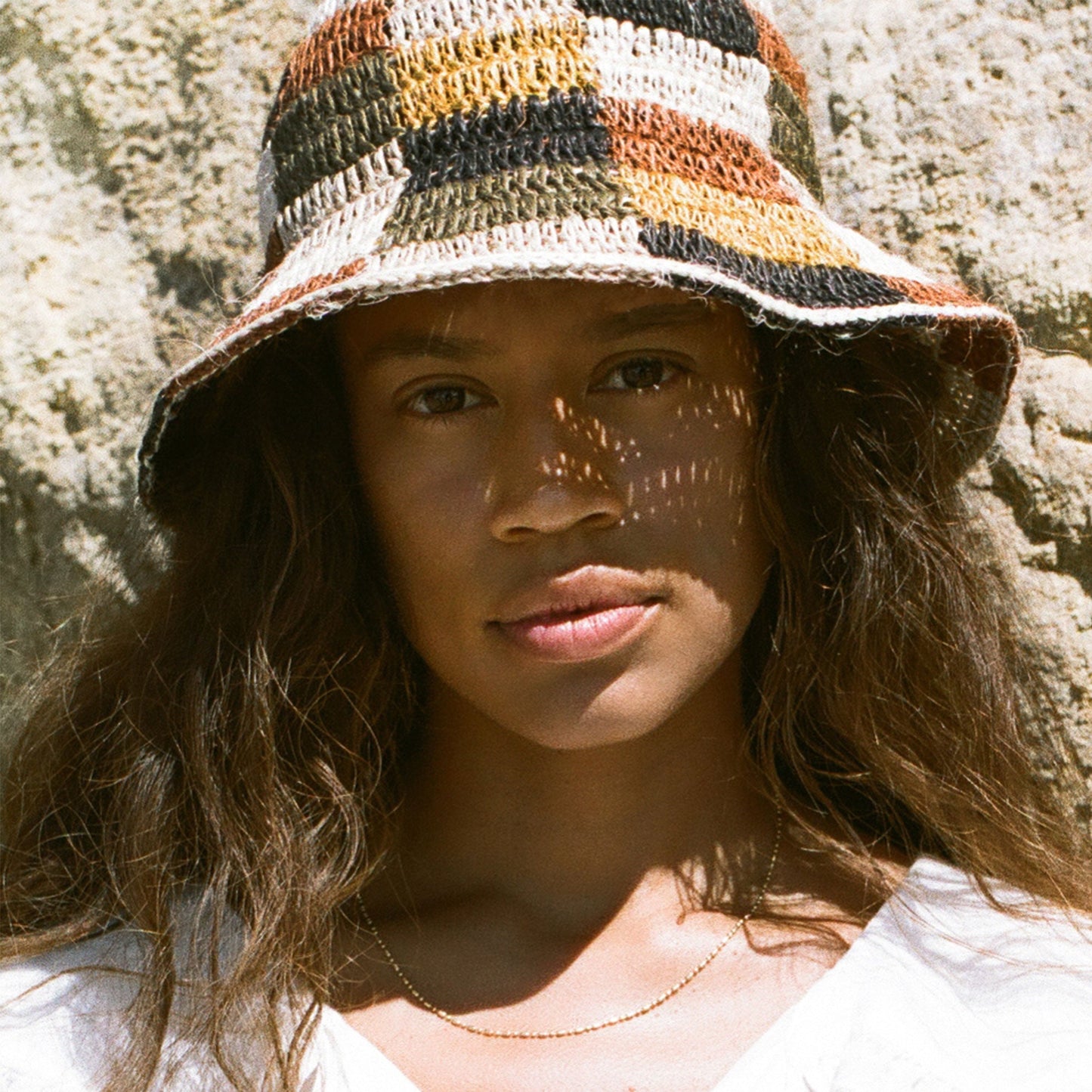 Fall Bucket Hat - Crocheted Multicolor Checkered by Made by Minga