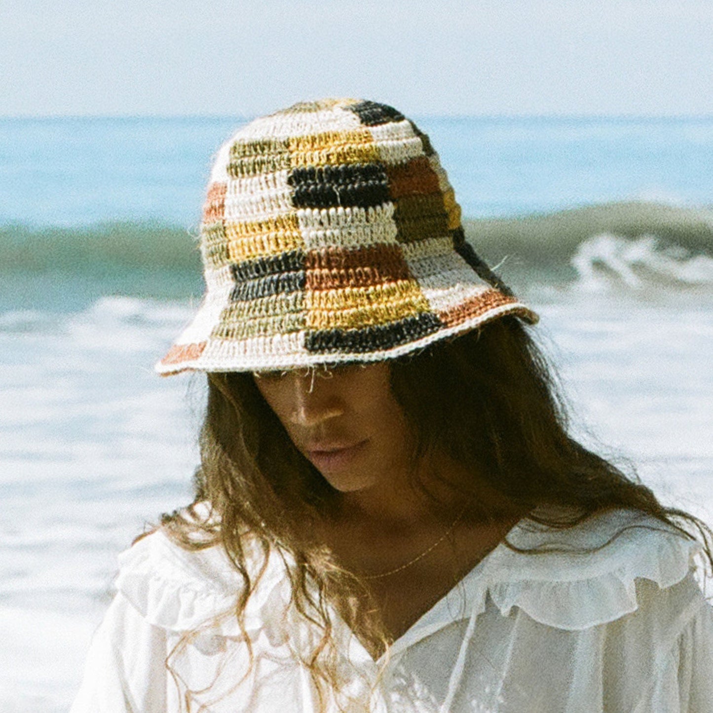 Fall Bucket Hat - Crocheted Multicolor Checkered by Made by Minga