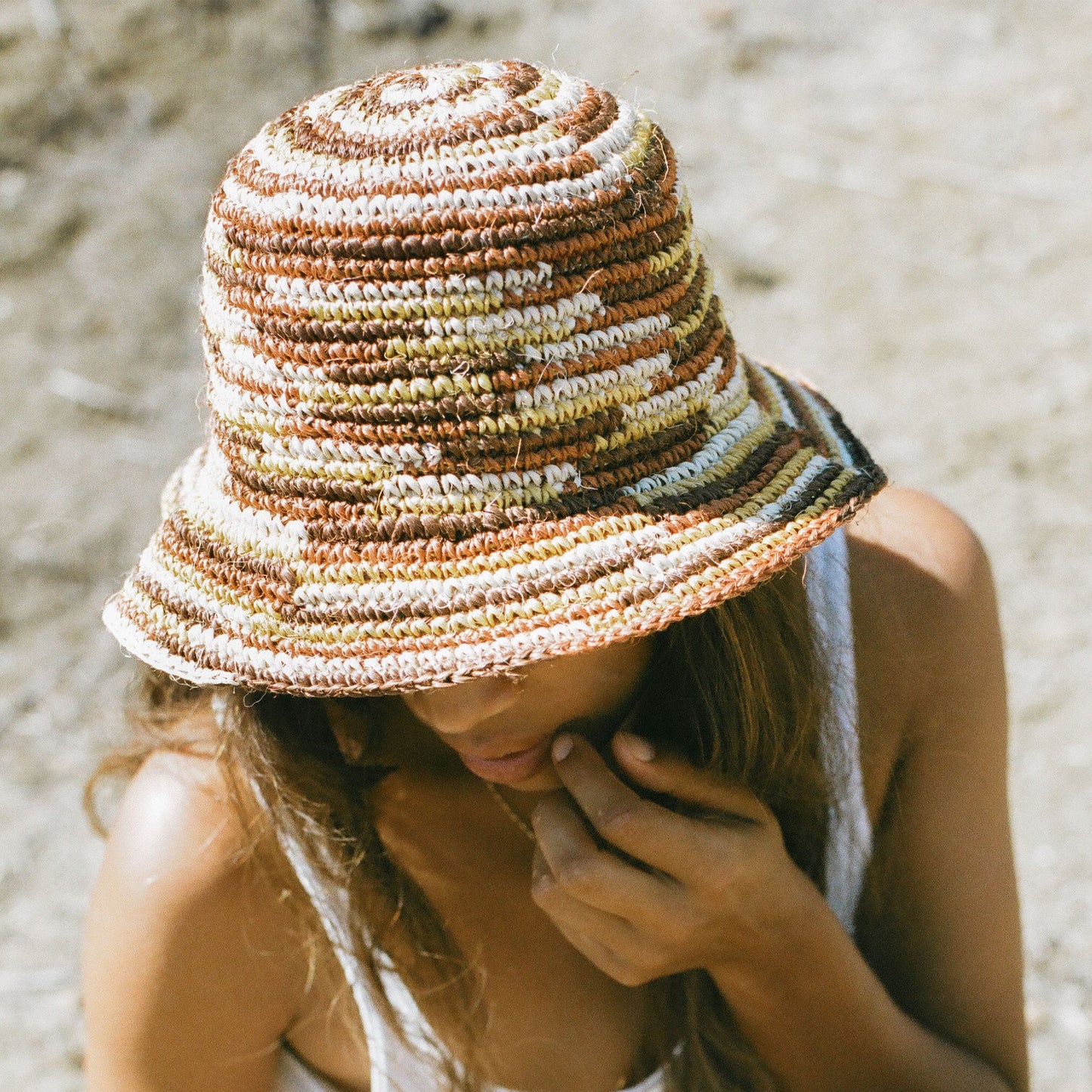 Fall Bucket Hat - Crocheted Multicolor Stripe by Made by Minga