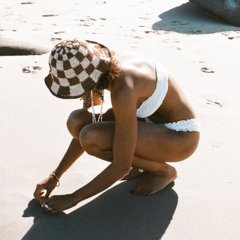Summer Bucket Hat - Crocheted Checkered by Made by Minga