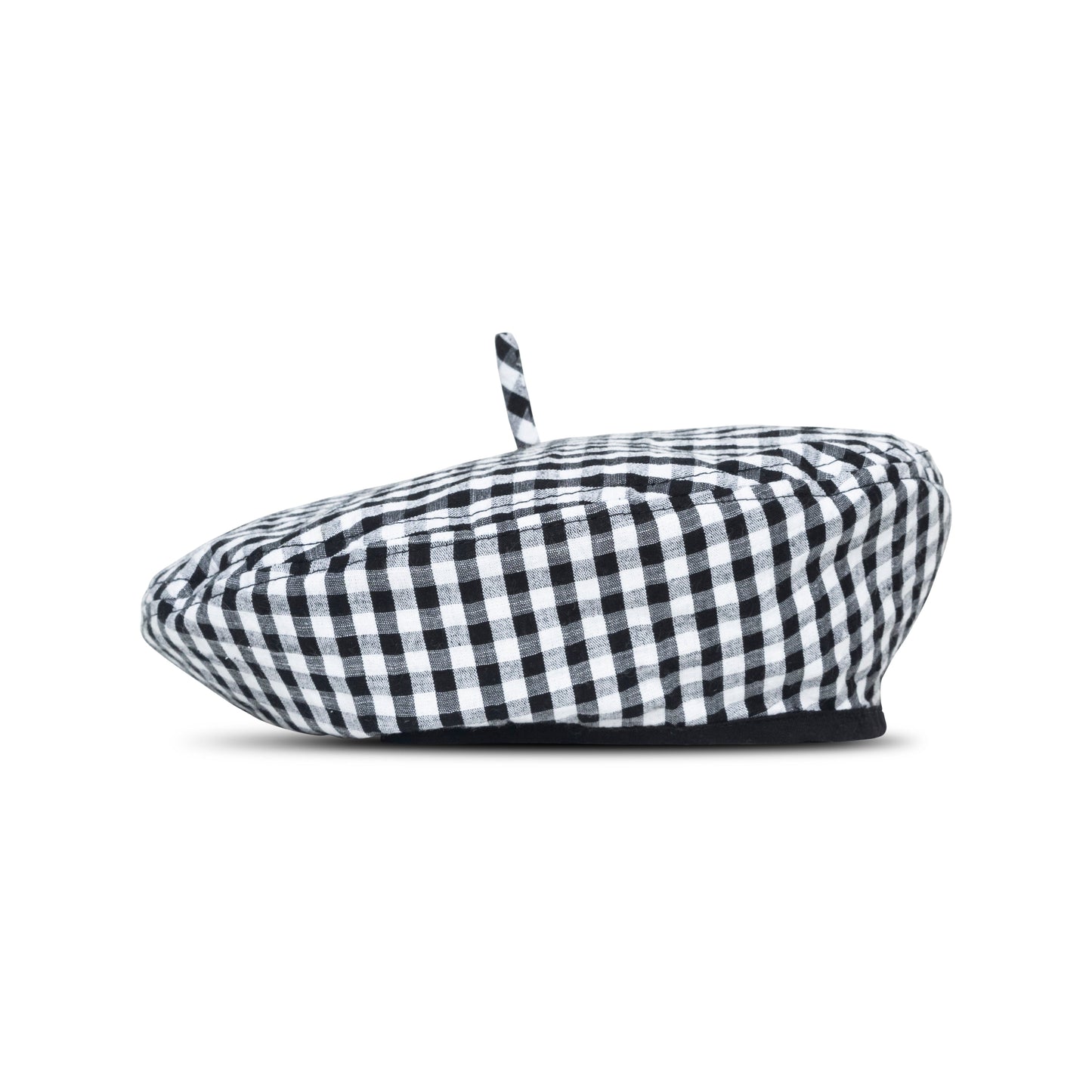 SIMONE Gingham Beret Hat In Black by BrunnaCo