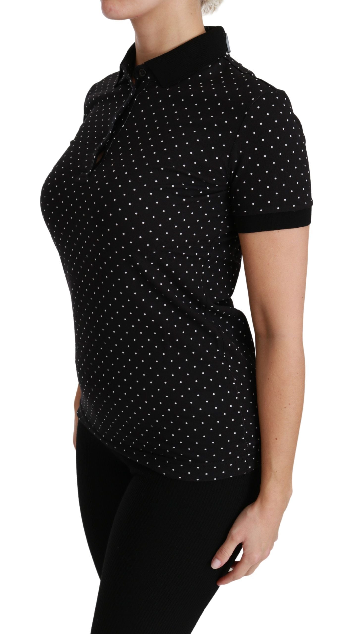 Dolce & Gabbana Elegant Black Dotted Polo Shirt