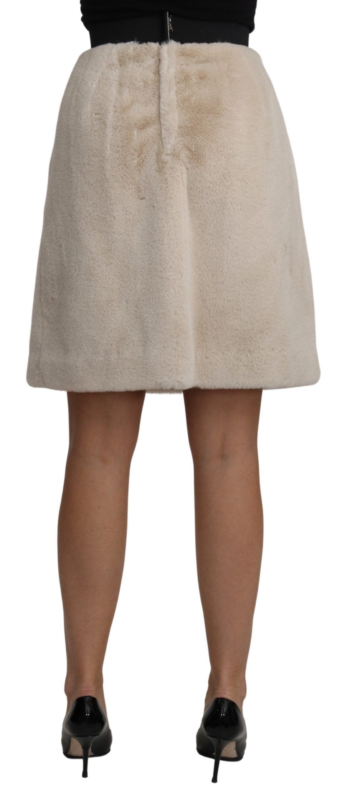 Dolce & Gabbana Beige High Waist A-Line Mini Skirt