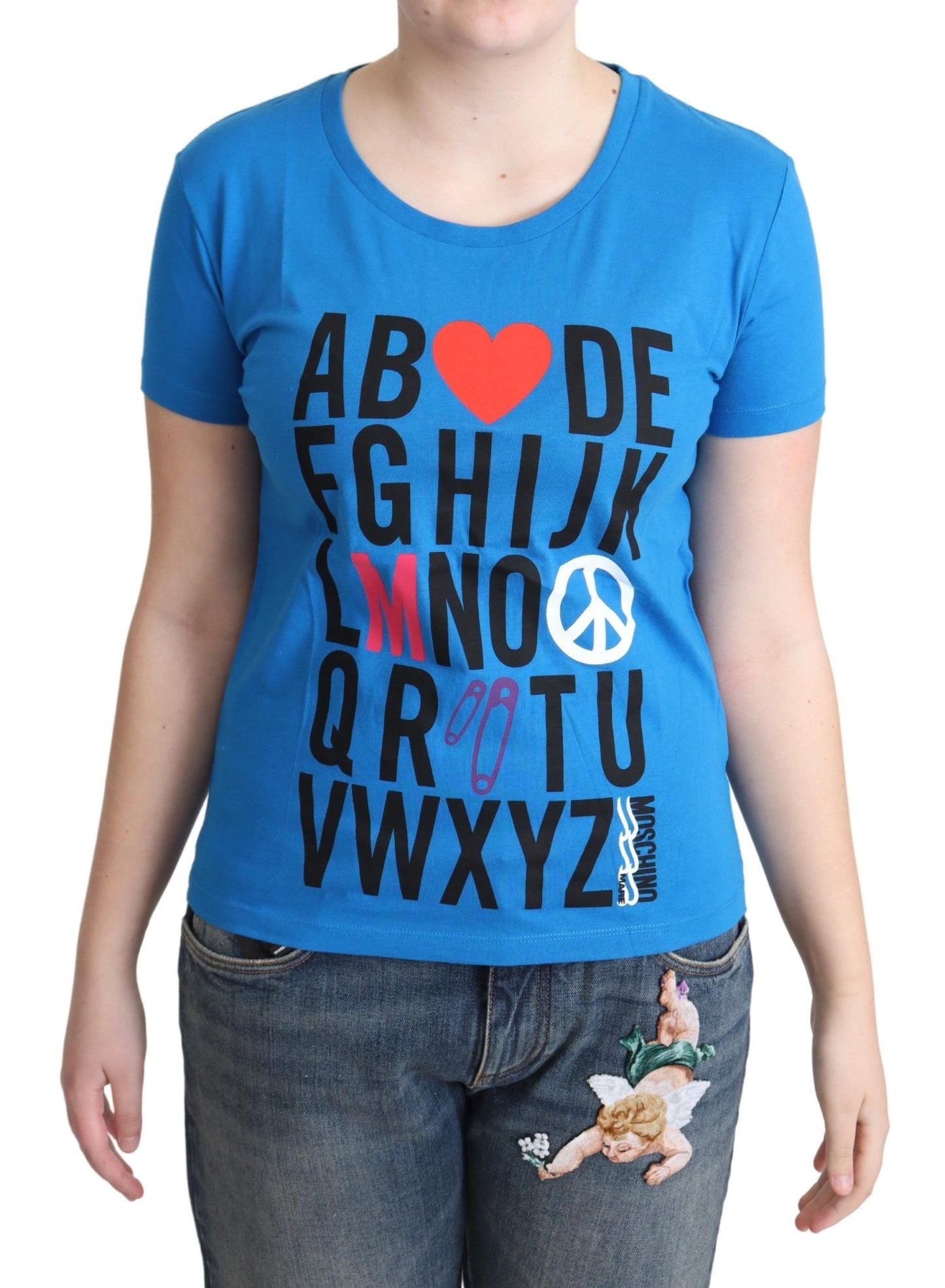 Moschino Chic Alphabet Cotton Tee in Blue