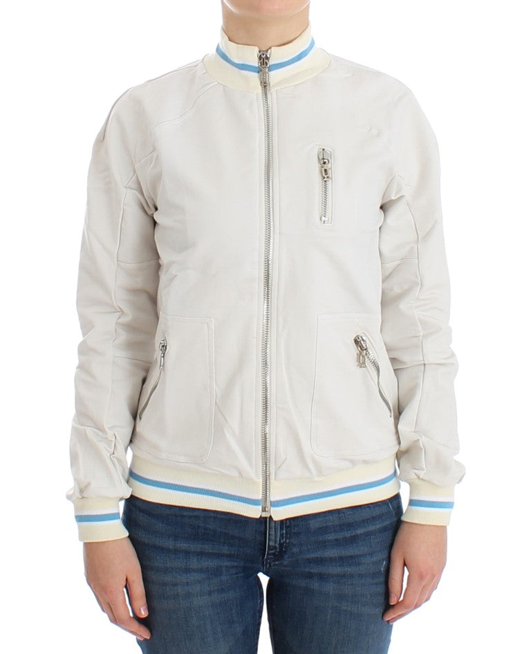 John Galliano Elegant White Zip Cardigan