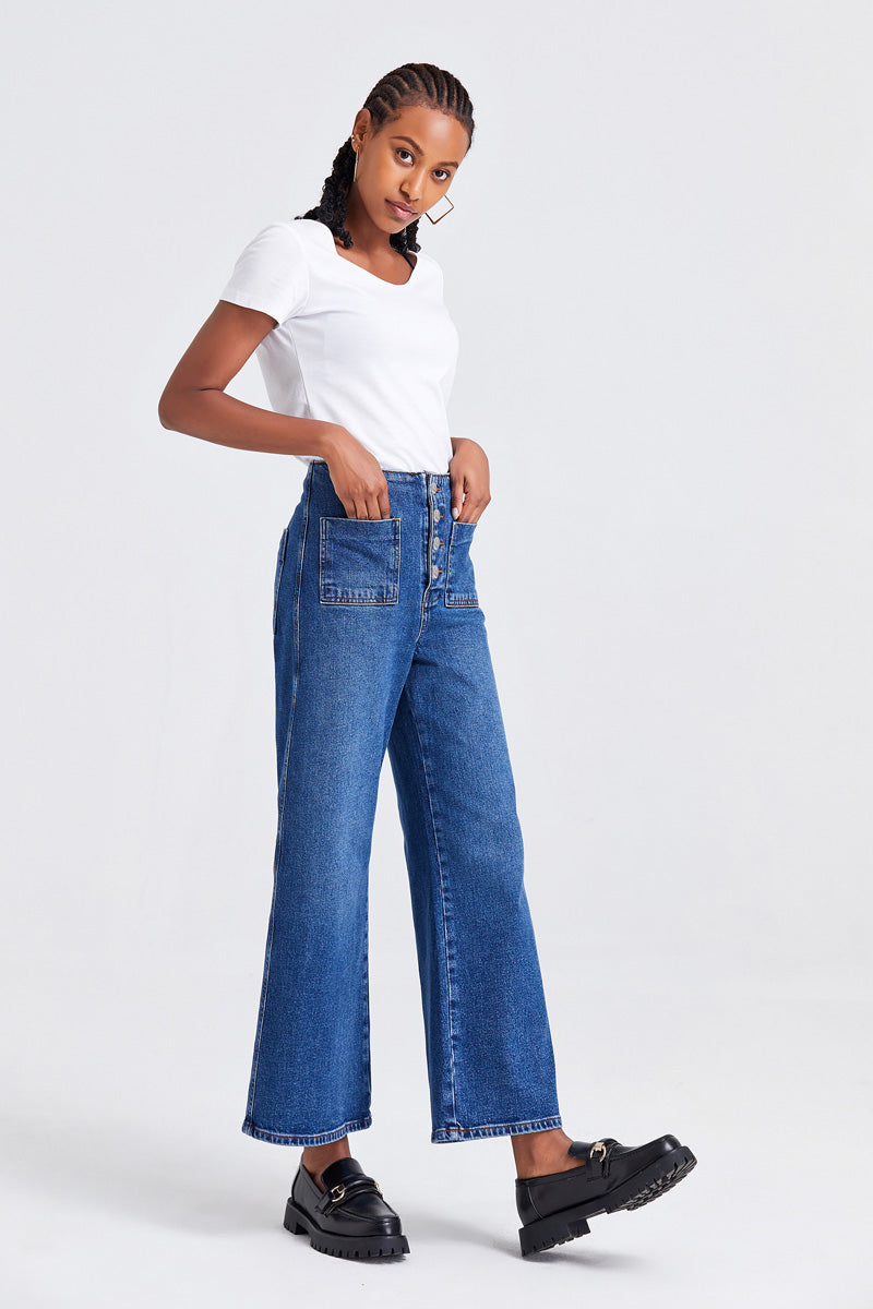 HIGH RISE WIDE LEG JEANS BYW8072 by Bayeas