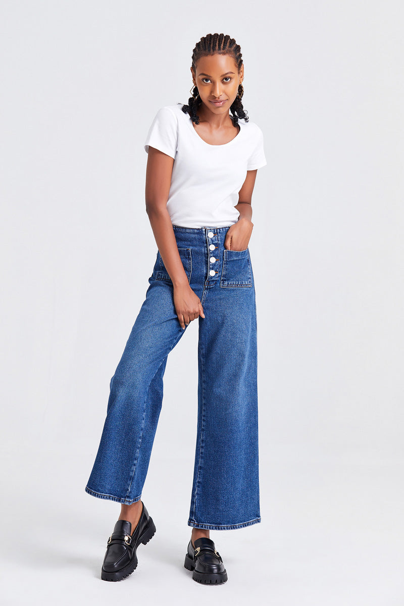 HIGH RISE WIDE LEG JEANS BYW8072 by Bayeas