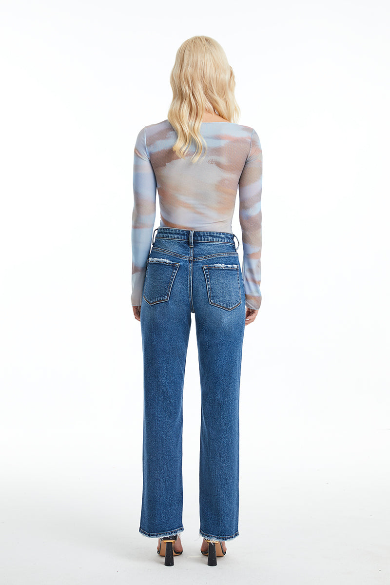 HIGH RISE STRAIGHT SLIT JEANS BYT5162 by Bayeas