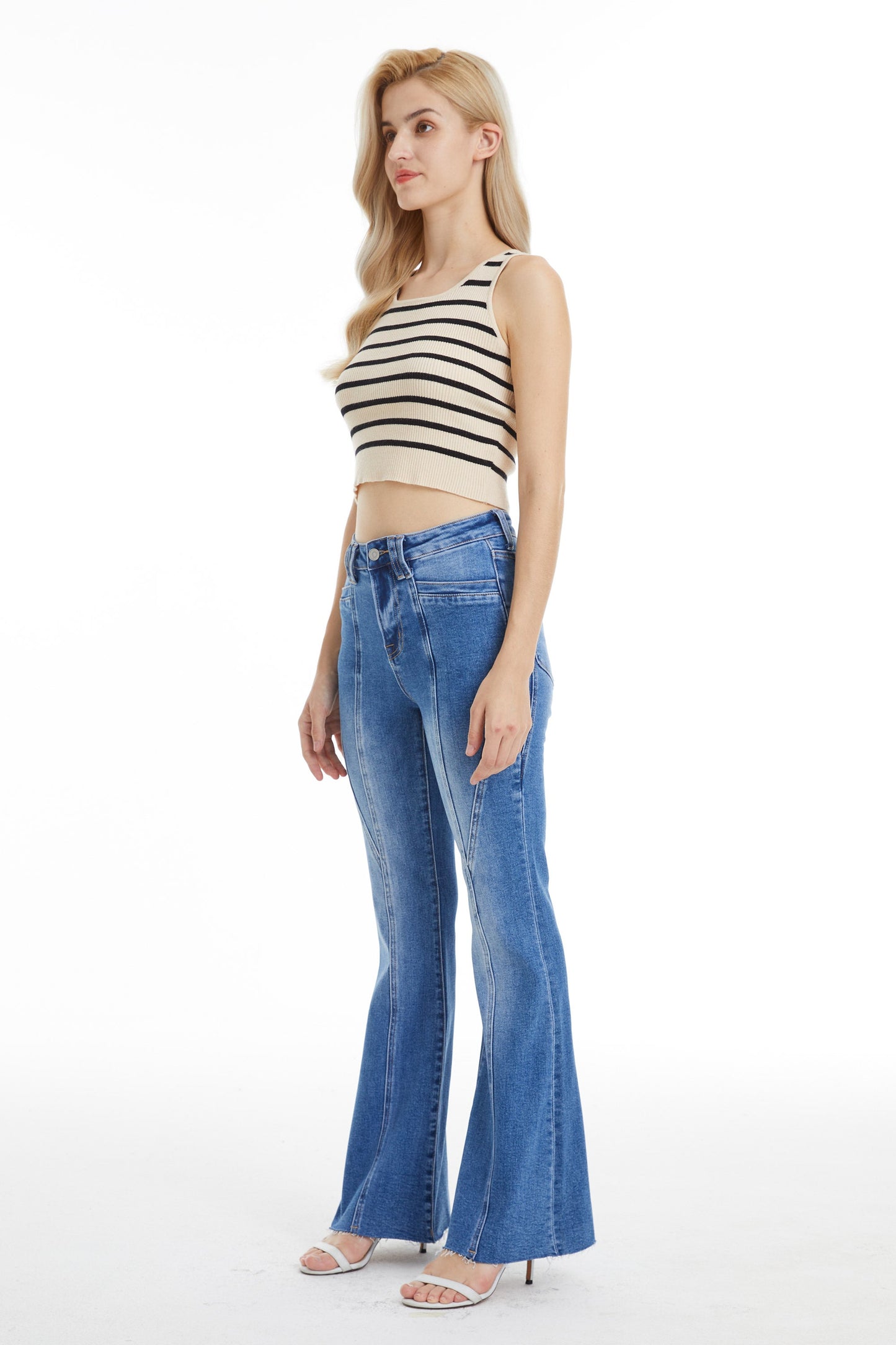 HIGH RISE FLARE JEANS BYF1116 by Bayeas