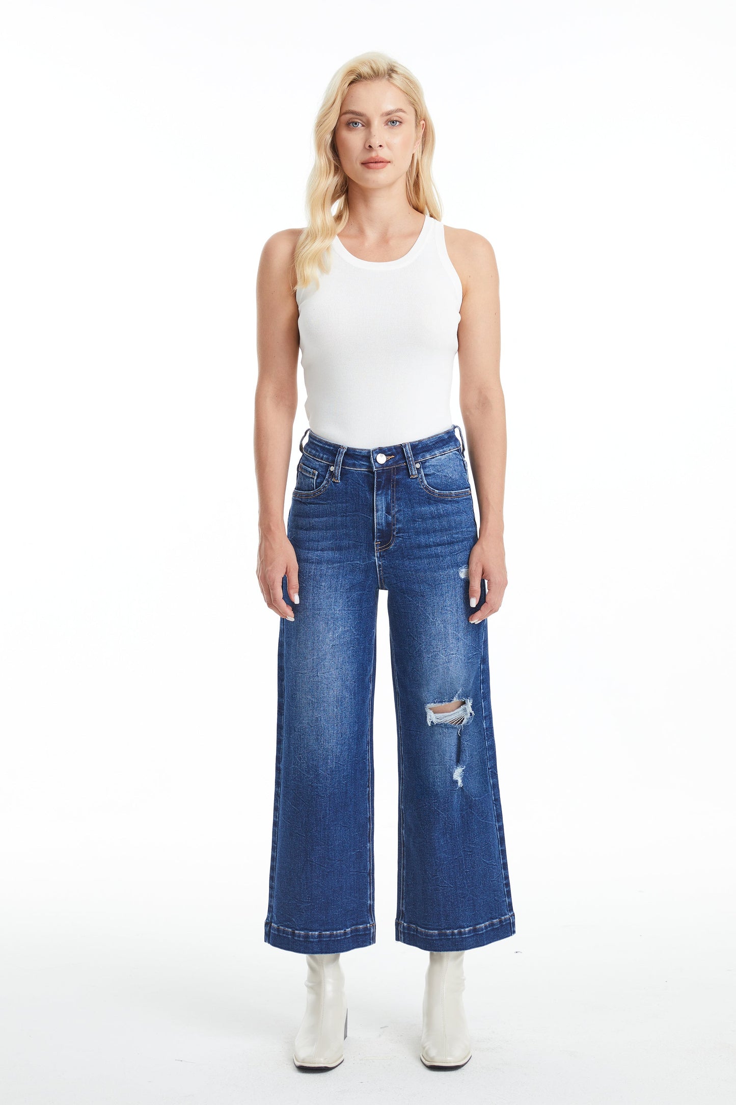 HIGH RISE WIDE LEG JEANS BYW8005-2 by Bayeas