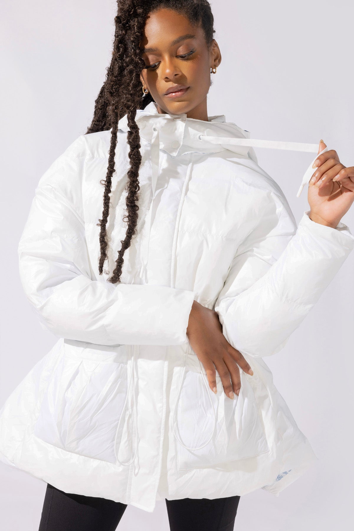 Pearl Peplum Puffer Jacket - White by POPFLEX®