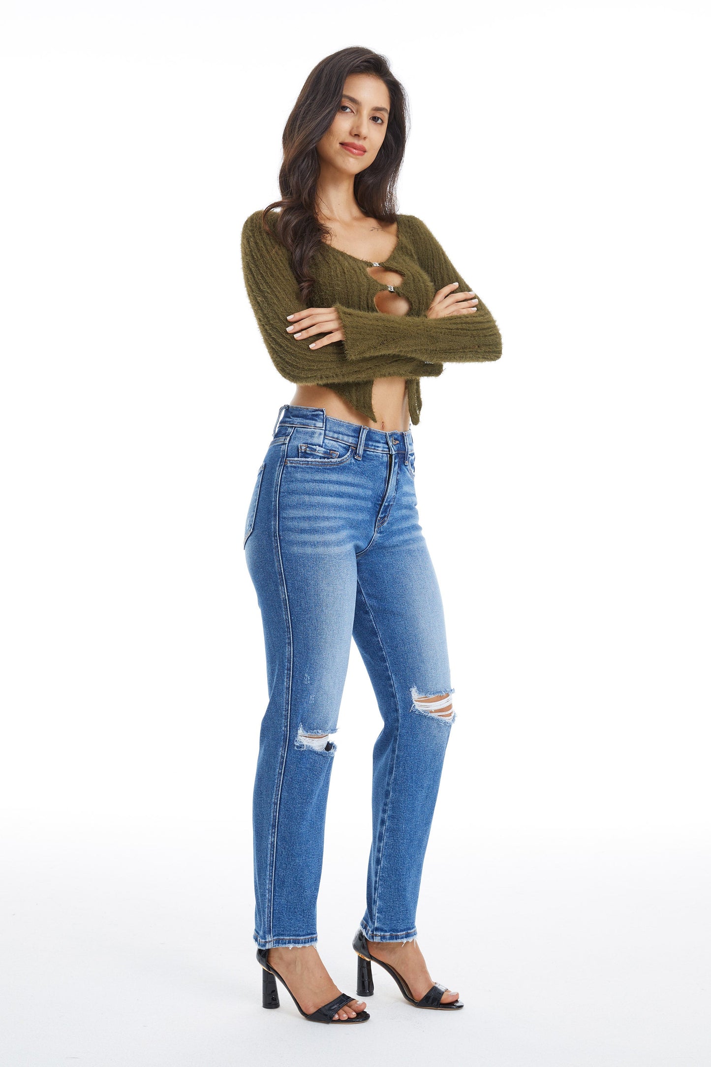 HIGH RISE STRAIGHT LEG JEANS BYT5164 MB by Bayeas