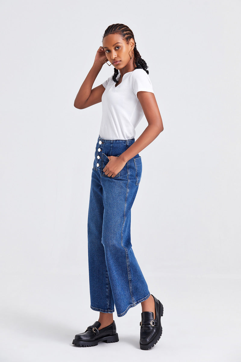 HIGH RISE WIDE LEG JEANS BYW8072 by Bayeas