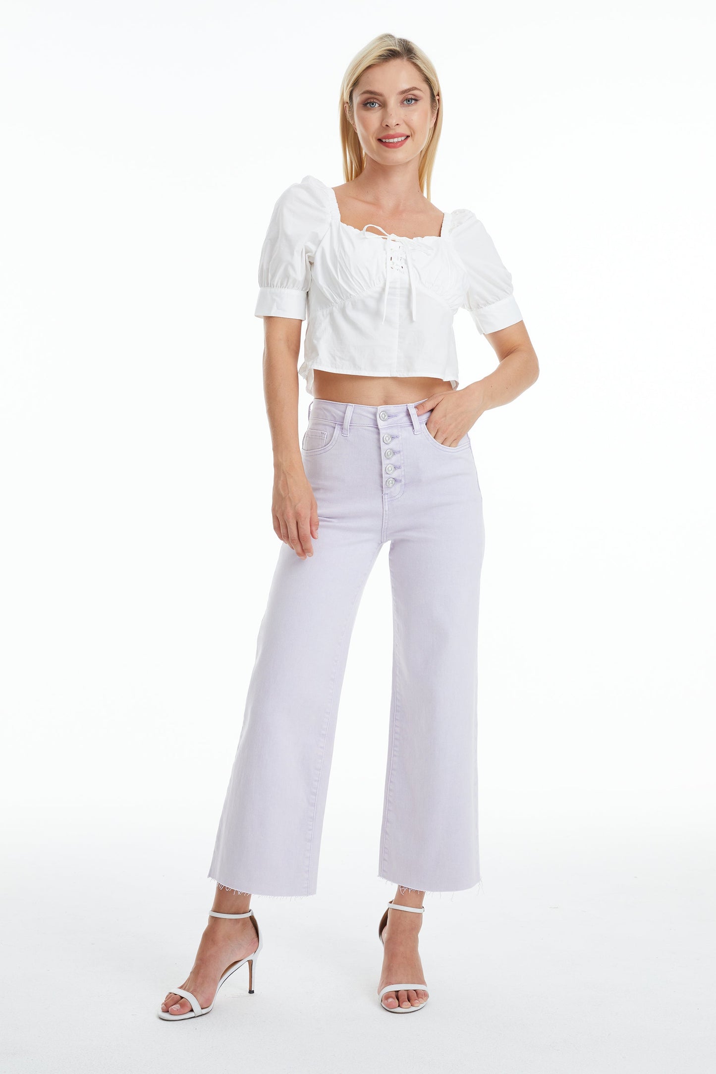 HIGH RISE WIDE LEG JEANS BYN003 Orchid Petal by Bayeas