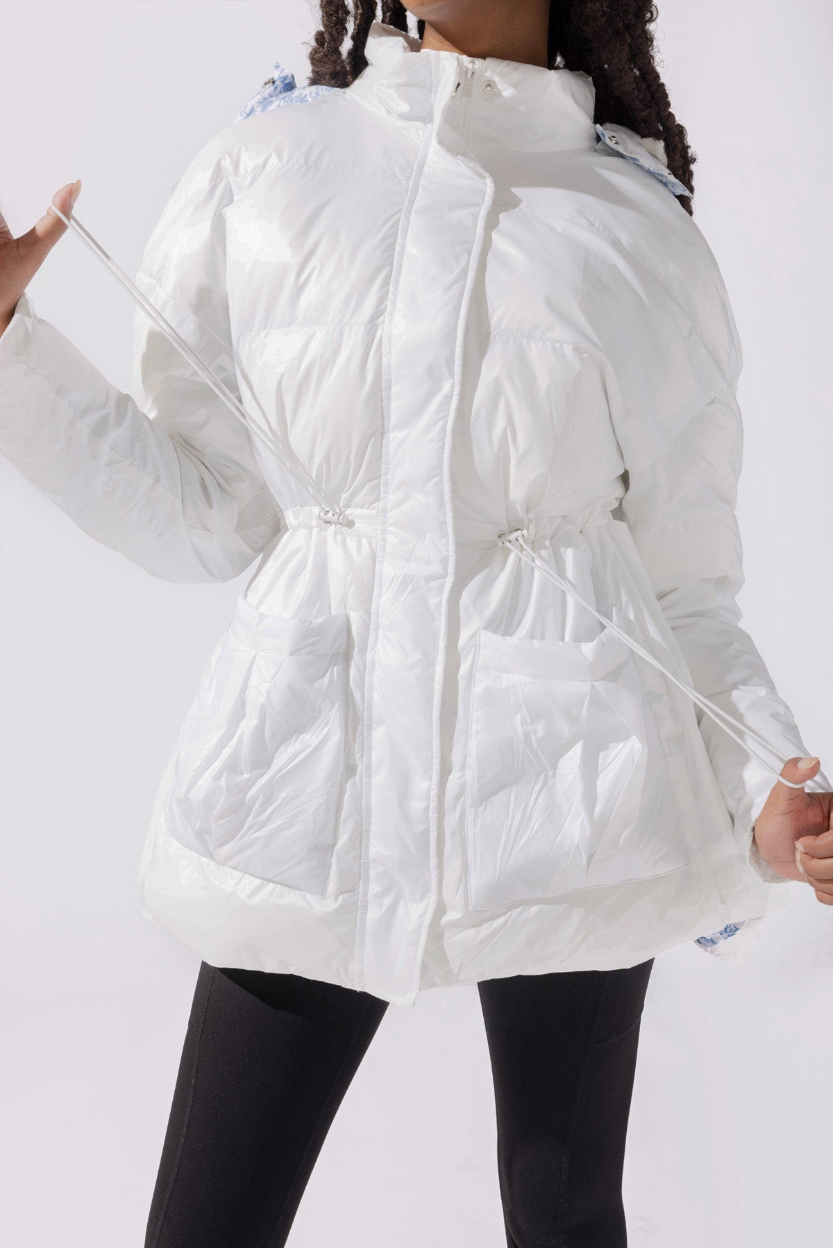 Pearl Peplum Puffer Jacket - White by POPFLEX®