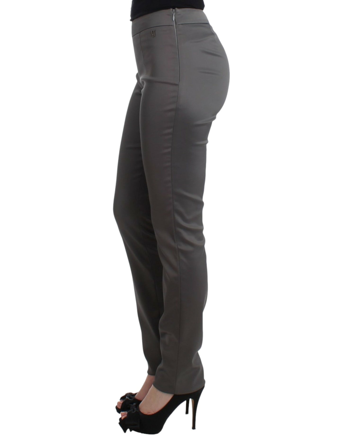 John Galliano Chic Gray Slim-Fit Designer Pants