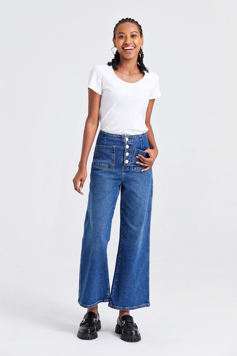 HIGH RISE WIDE LEG JEANS BYW8072 by Bayeas