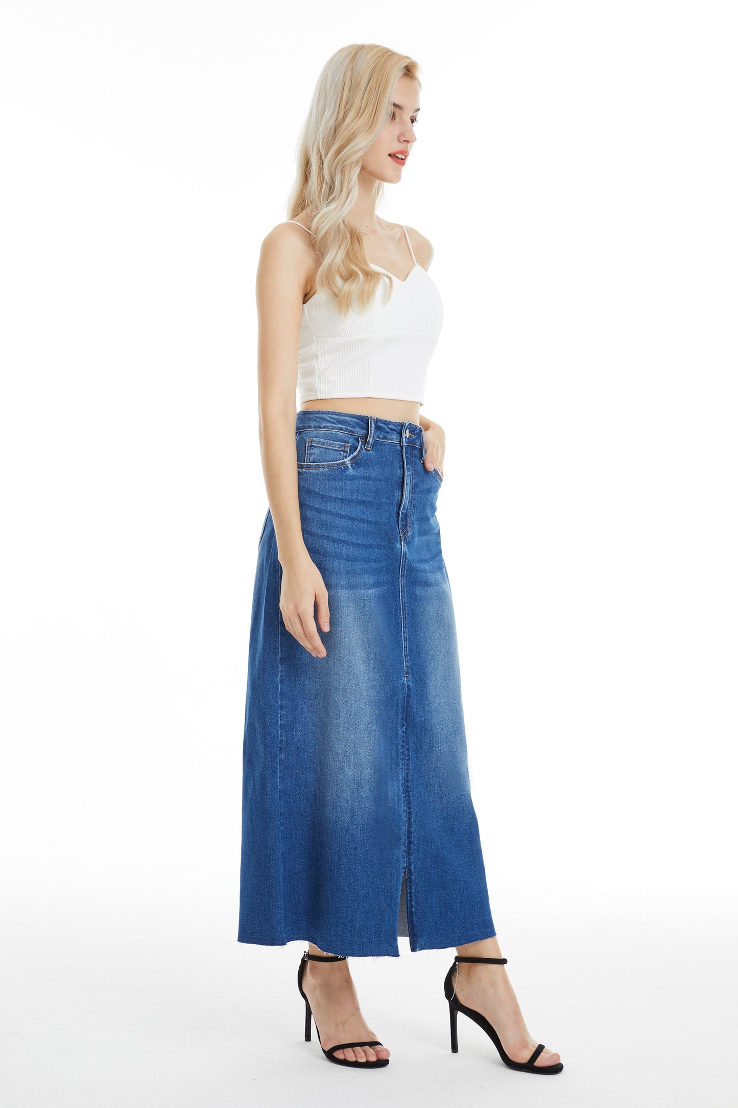 HIGH RISE DENIM SKIRTS BYK7022 SWEET by Bayeas