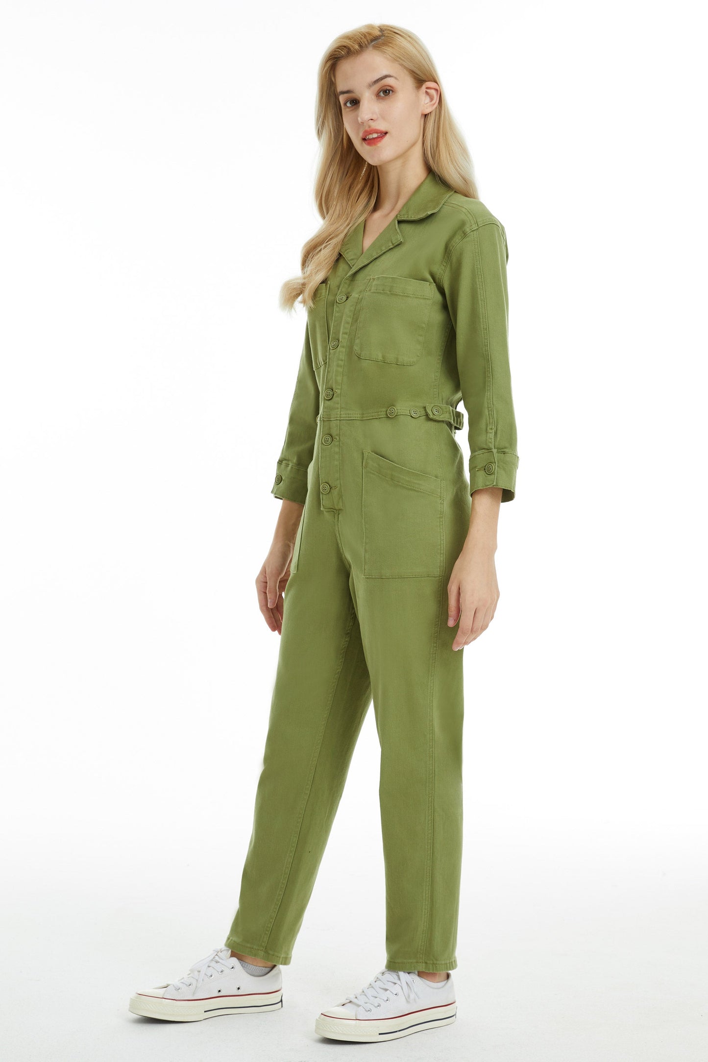 LONG SLEEVE JUMPSUIT WITH FRONT PATCH POCKETS BYRJ001 MULA by Bayeas