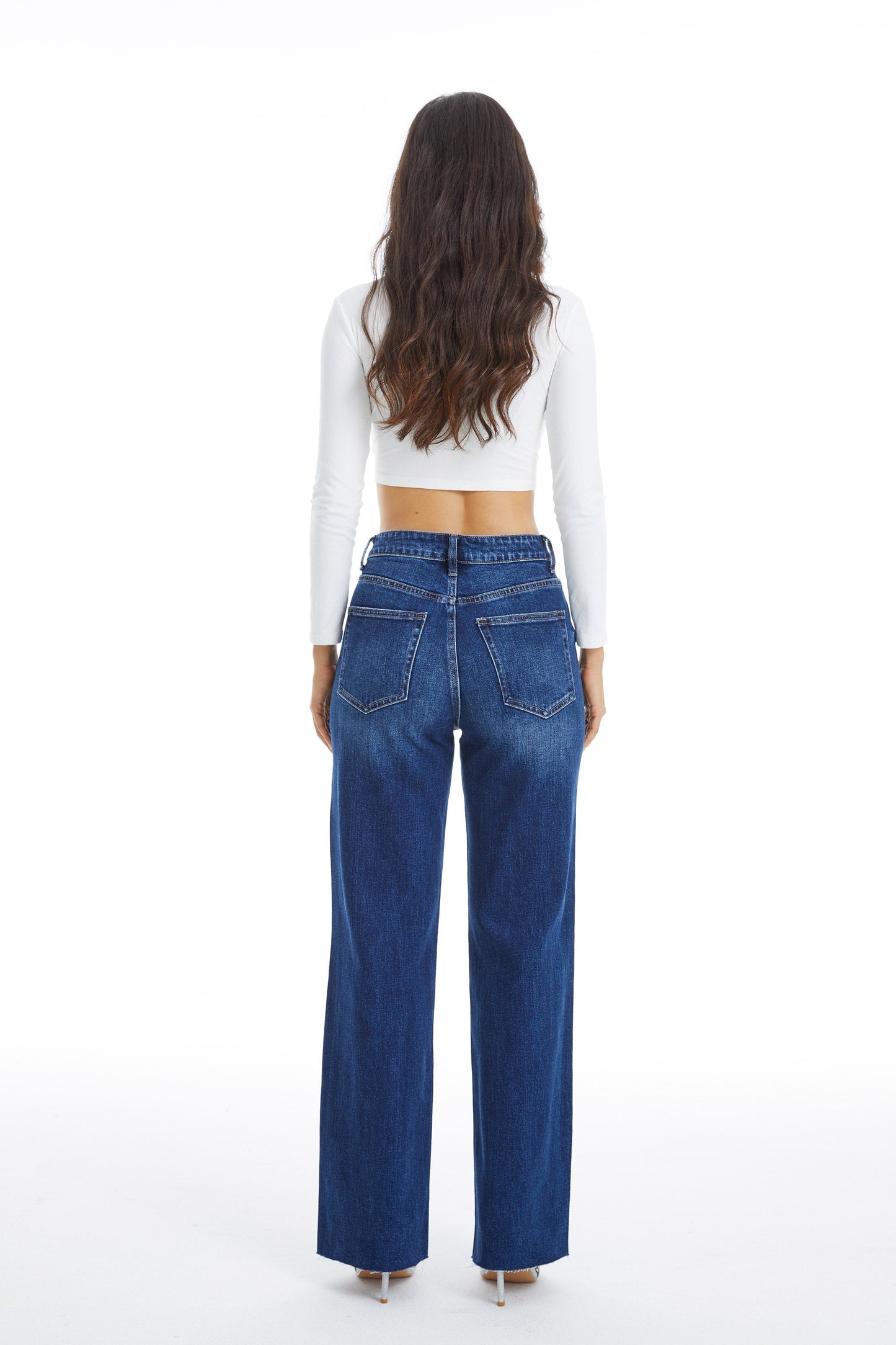 HIGH RISE WIDE LEG JEANS BYW8066 SAPPHIRE by Bayeas