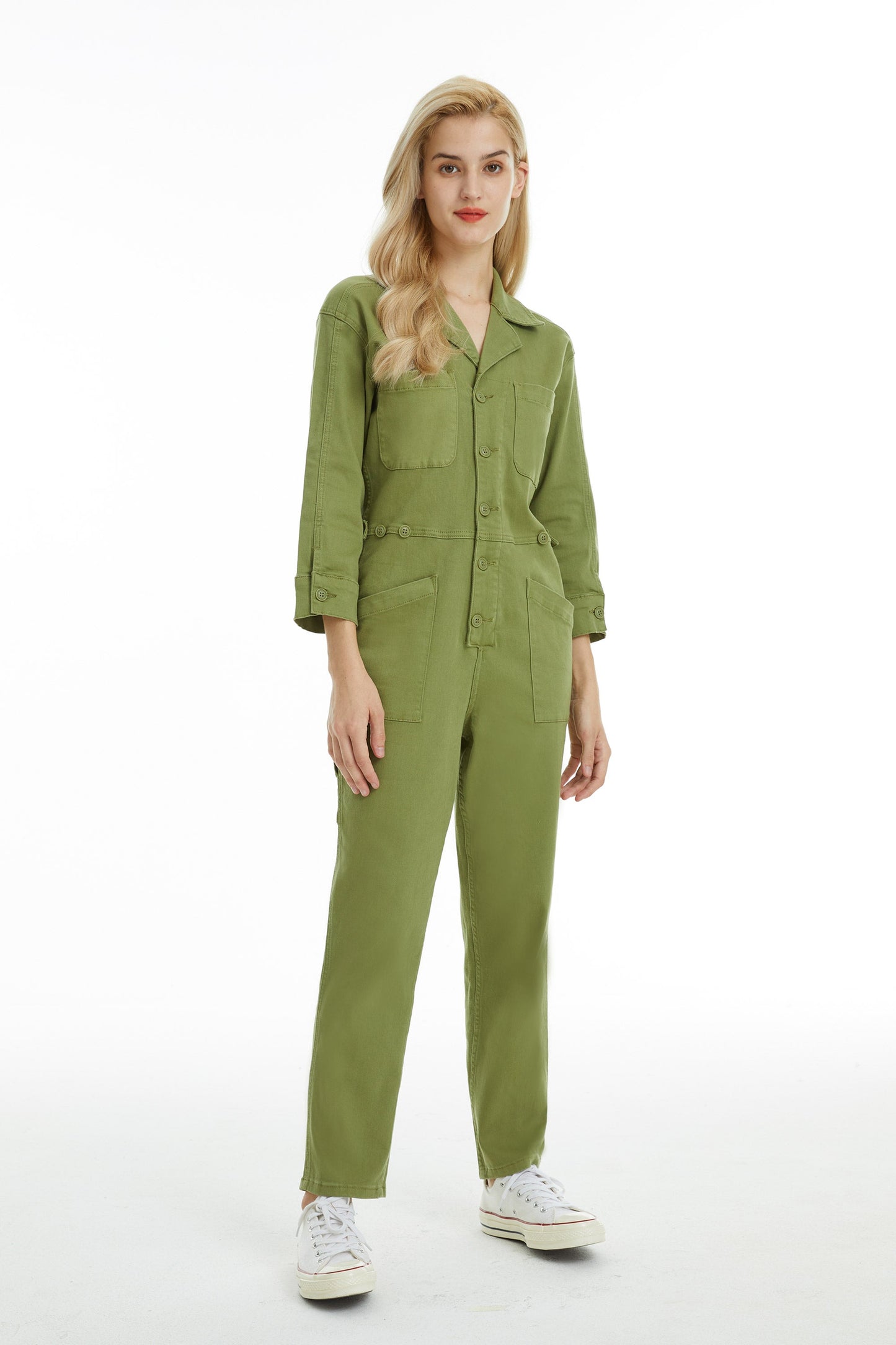 LONG SLEEVE JUMPSUIT WITH FRONT PATCH POCKETS BYRJ001 MULA by Bayeas