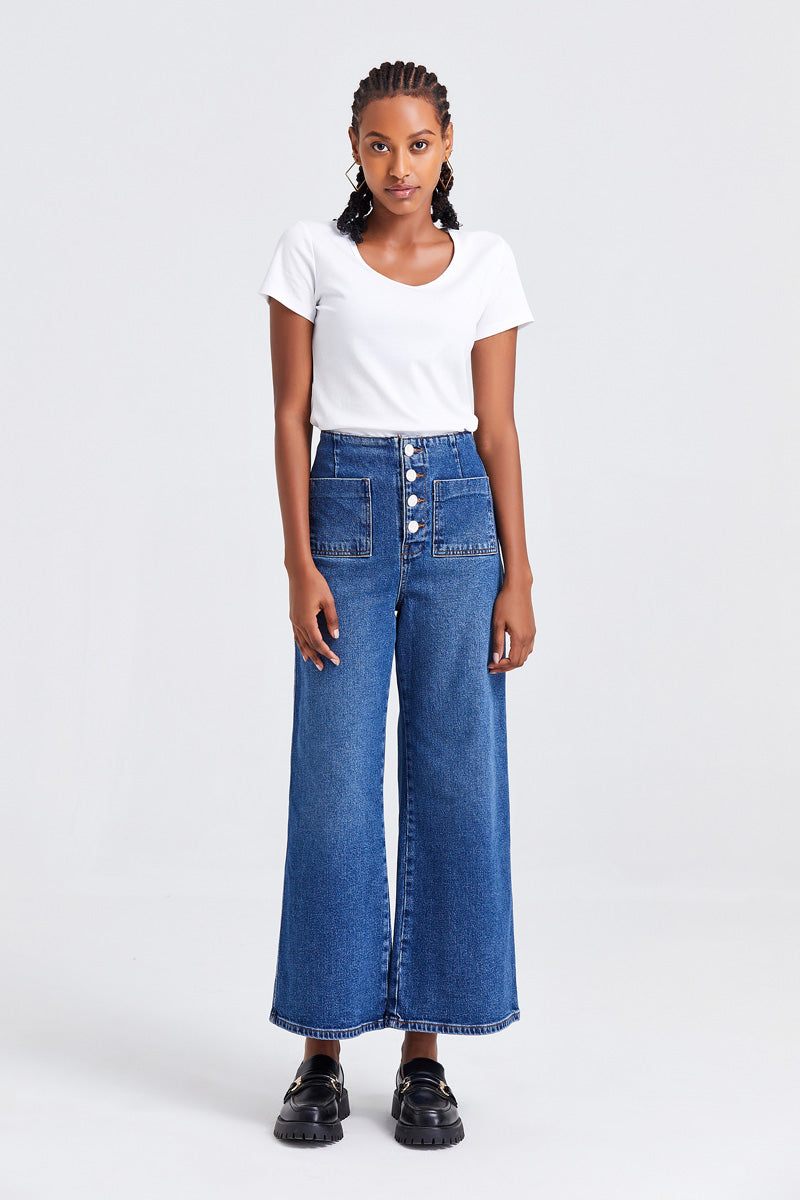 HIGH RISE WIDE LEG JEANS BYW8072 by Bayeas