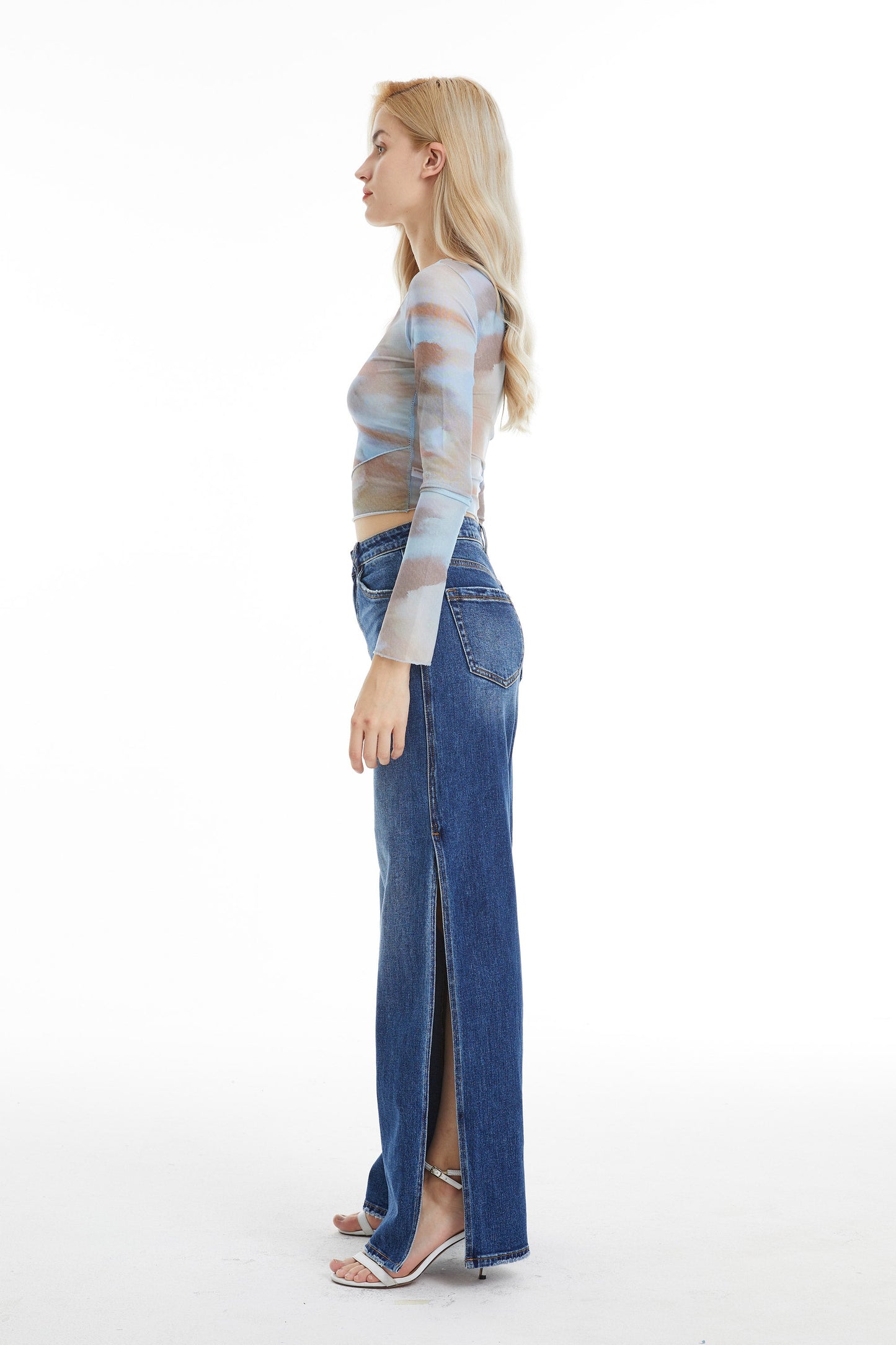 HIGH RISE WIDE LEG JEANS BYW8037 LOVELY by Bayeas