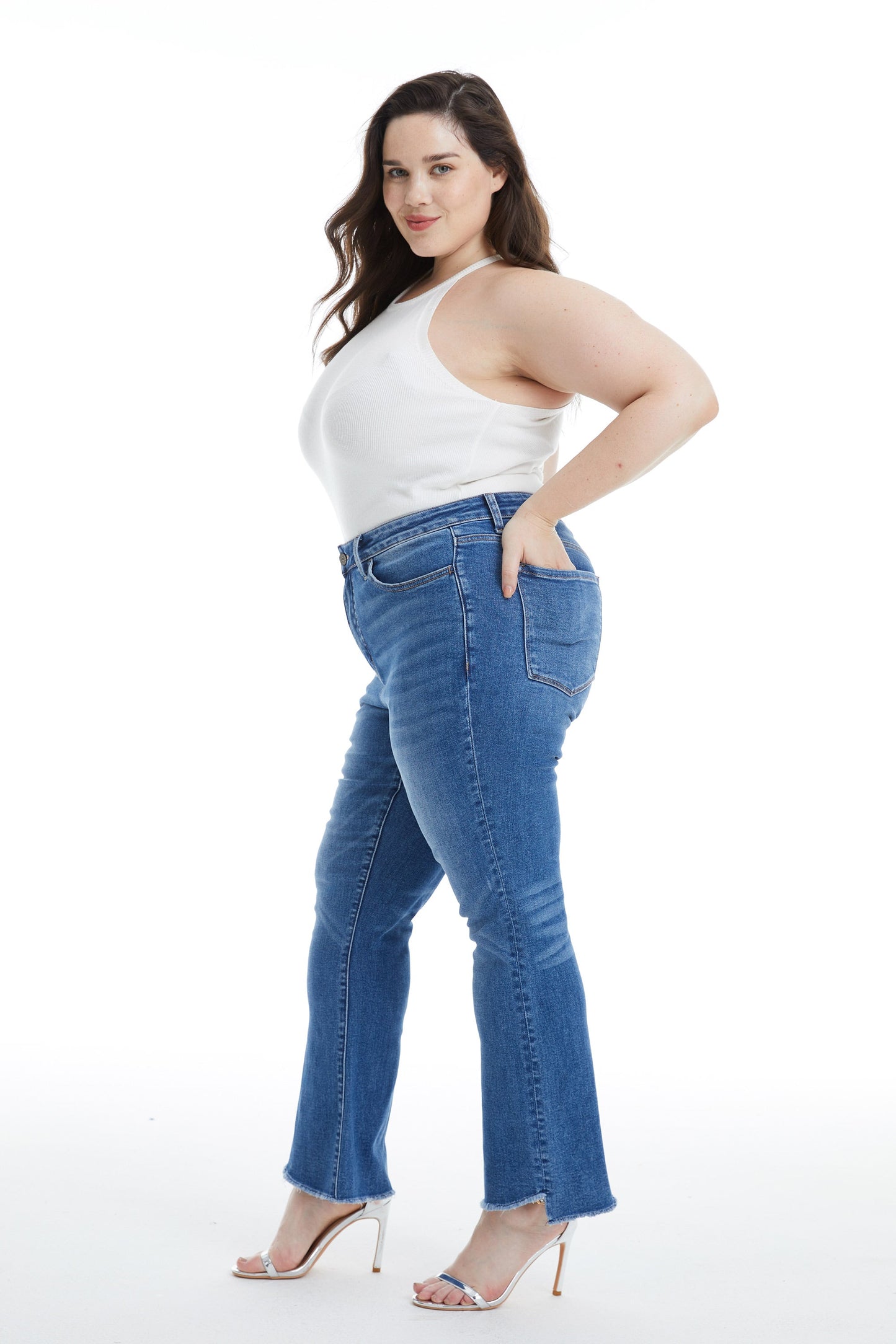 HIGH RISE STRAIGHT LEG JEANS BYT5154-P FREELOOP by Bayeas