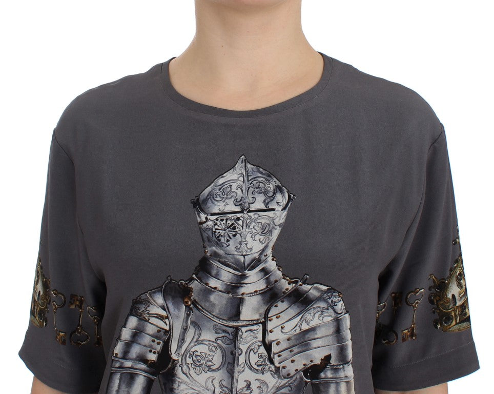 Dolce & Gabbana Enchanted Sicily Silk Blouse with Knight Print