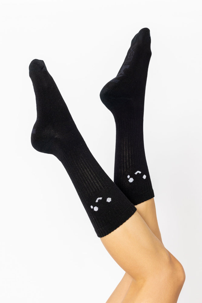 Happy Cry Face Mid-Calf Gym Socks - Black by POPFLEX®