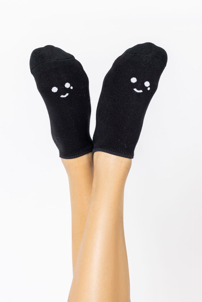 Happy Cry Face Low Rise Socks - Black by POPFLEX®