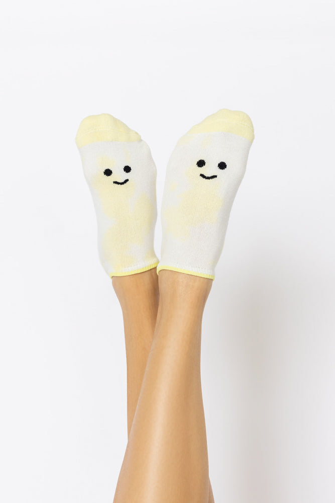 Happy Face Low Rise Socks - Yellow Tie Dye by POPFLEX®