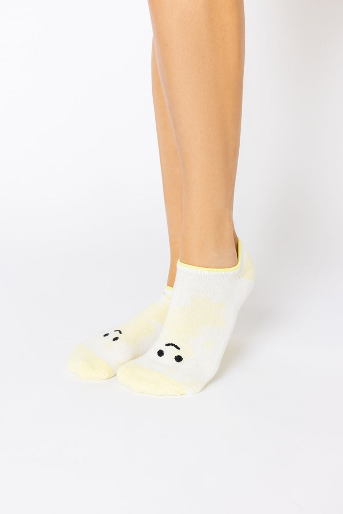 Happy Face Low Rise Socks - Yellow Tie Dye by POPFLEX®