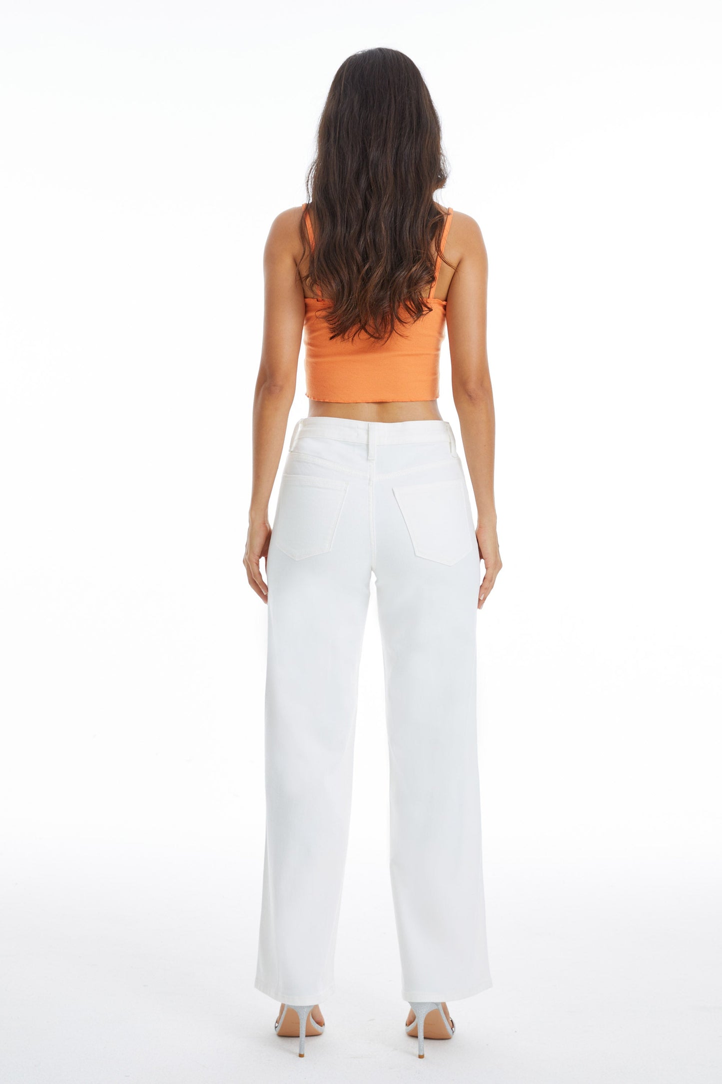 HIGH RISE WIDE LEG JEANS BYW8036 WHITE by Bayeas