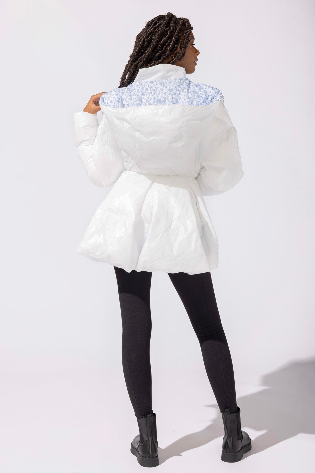 Pearl Peplum Puffer Jacket - White by POPFLEX®