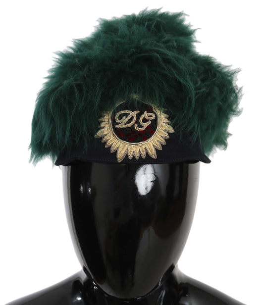 Dolce & Gabbana Elegant Emerald Cashmere Cloche Cap