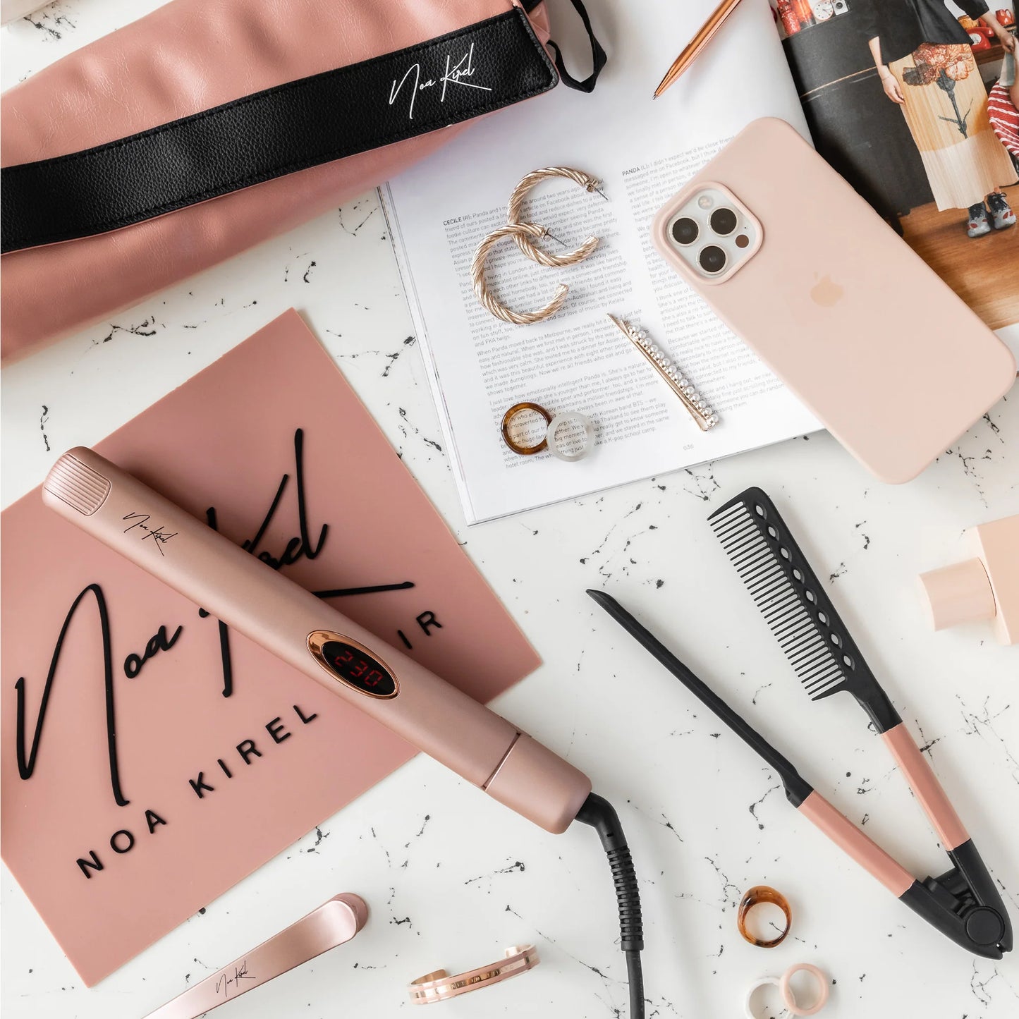 Megastar Flat Iron X NKB Stylista – 1” Tourmaline Hair Straightener Set