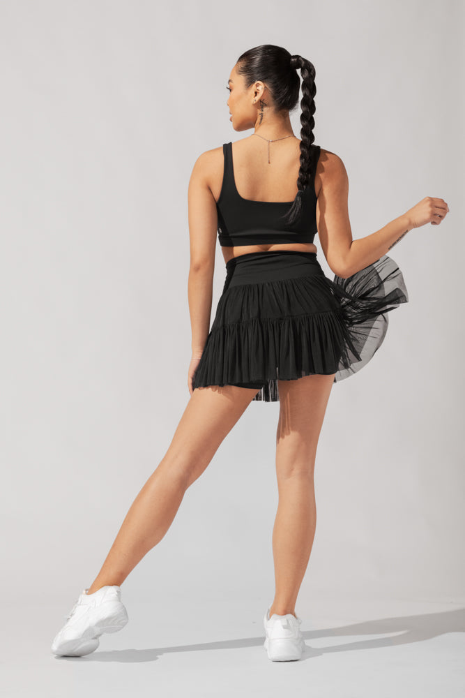 Pirouette Tiered Skort - Black by POPFLEX®