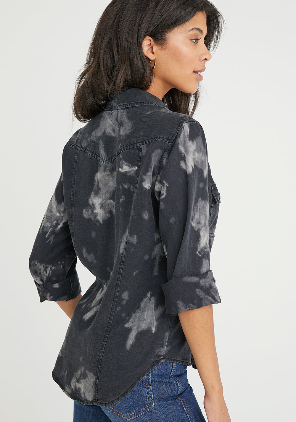 Bella Dahl - Long Sleeve Seamed Shirt - Black Cloud Wash by Maho