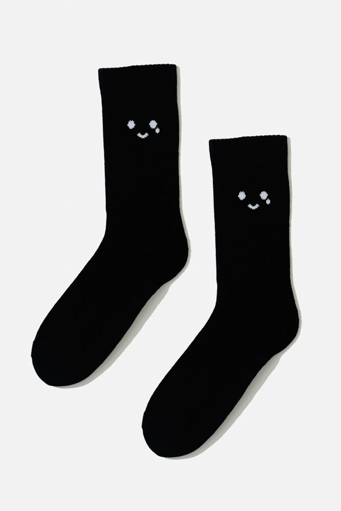 Happy Cry Face Mid-Calf Gym Socks - Black by POPFLEX®