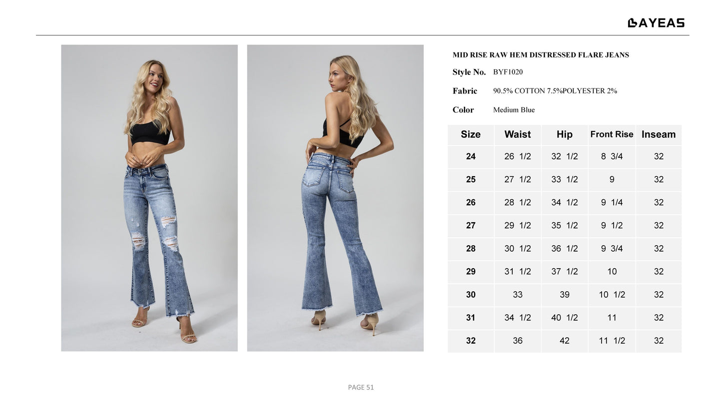 MID RISE FLARE JEANS BYF1020 by Bayeas