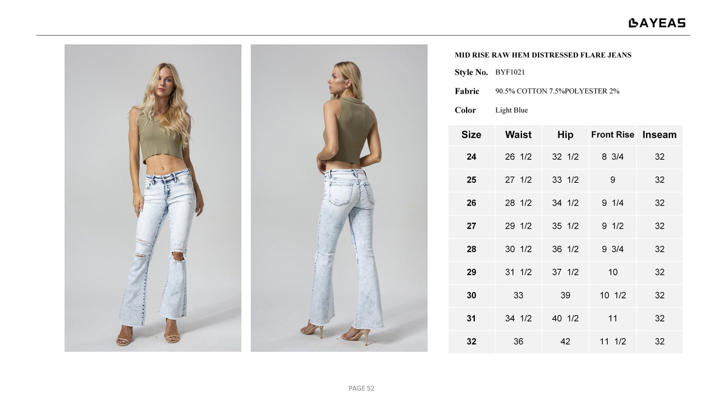 MID RISE FLARE JEANS BYF1021 by Bayeas