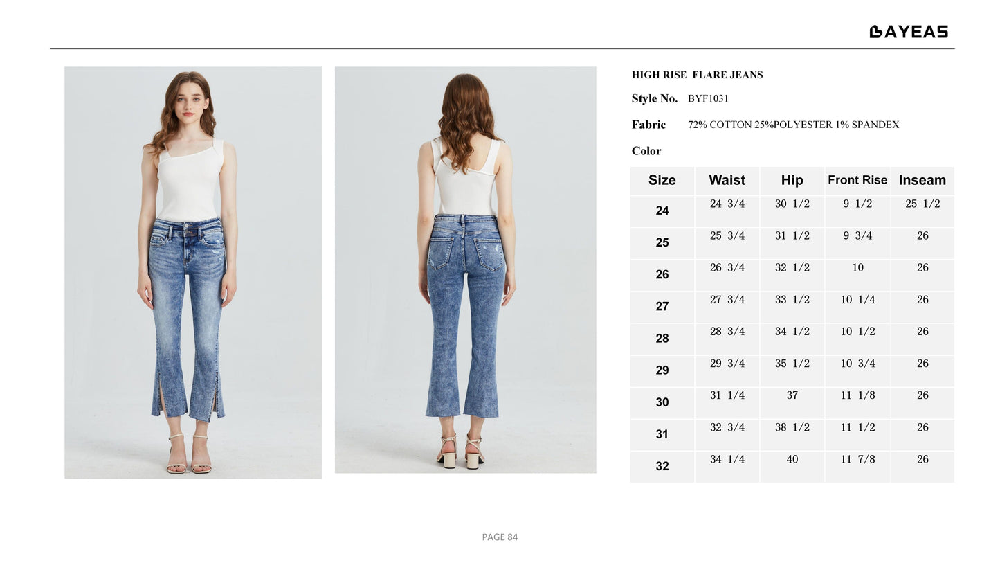 HIGH RISE FLARE JEANS BYF1031 by Bayeas