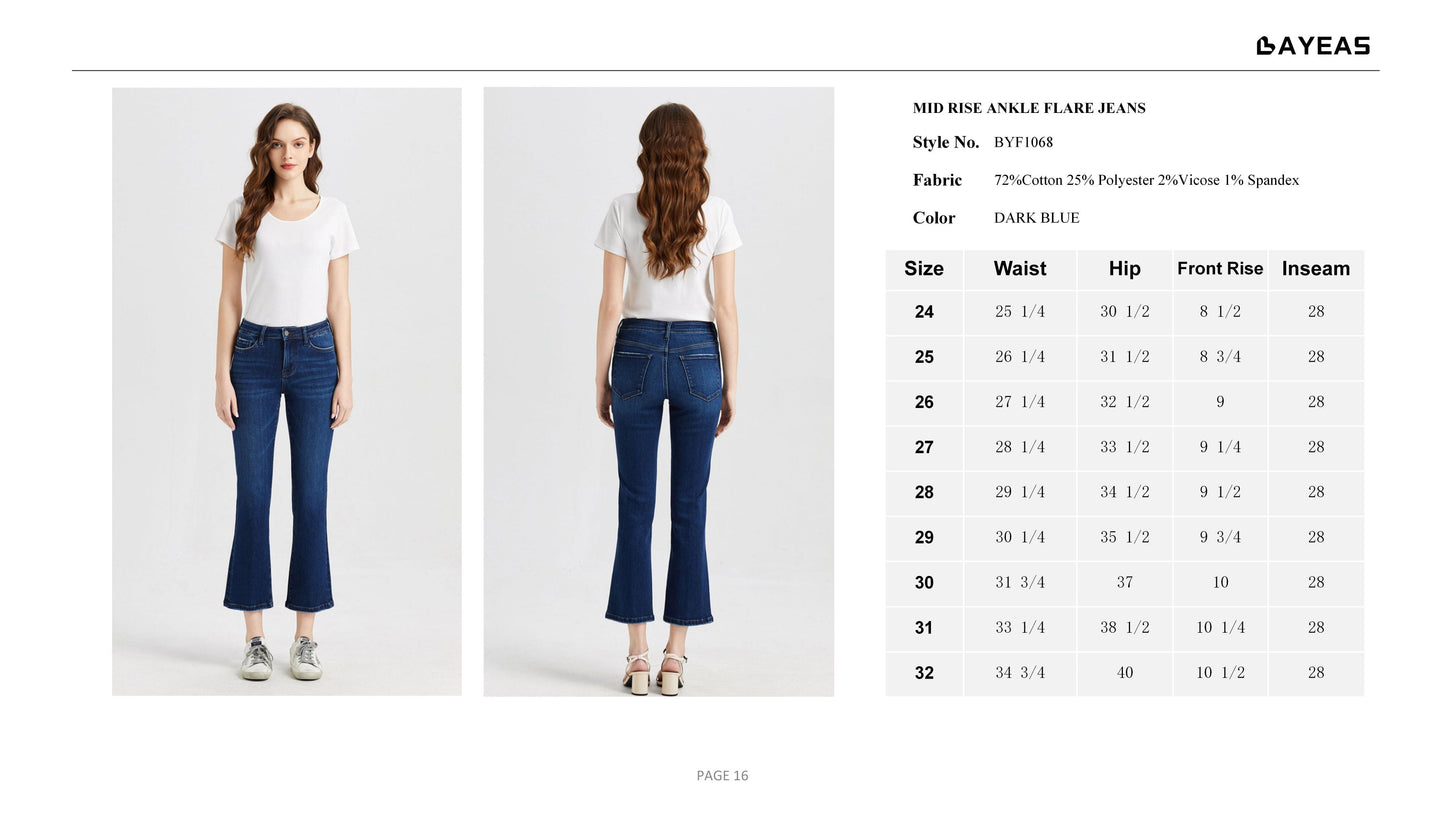 HIGH RISE FLARE JEANS BYF1068 by Bayeas