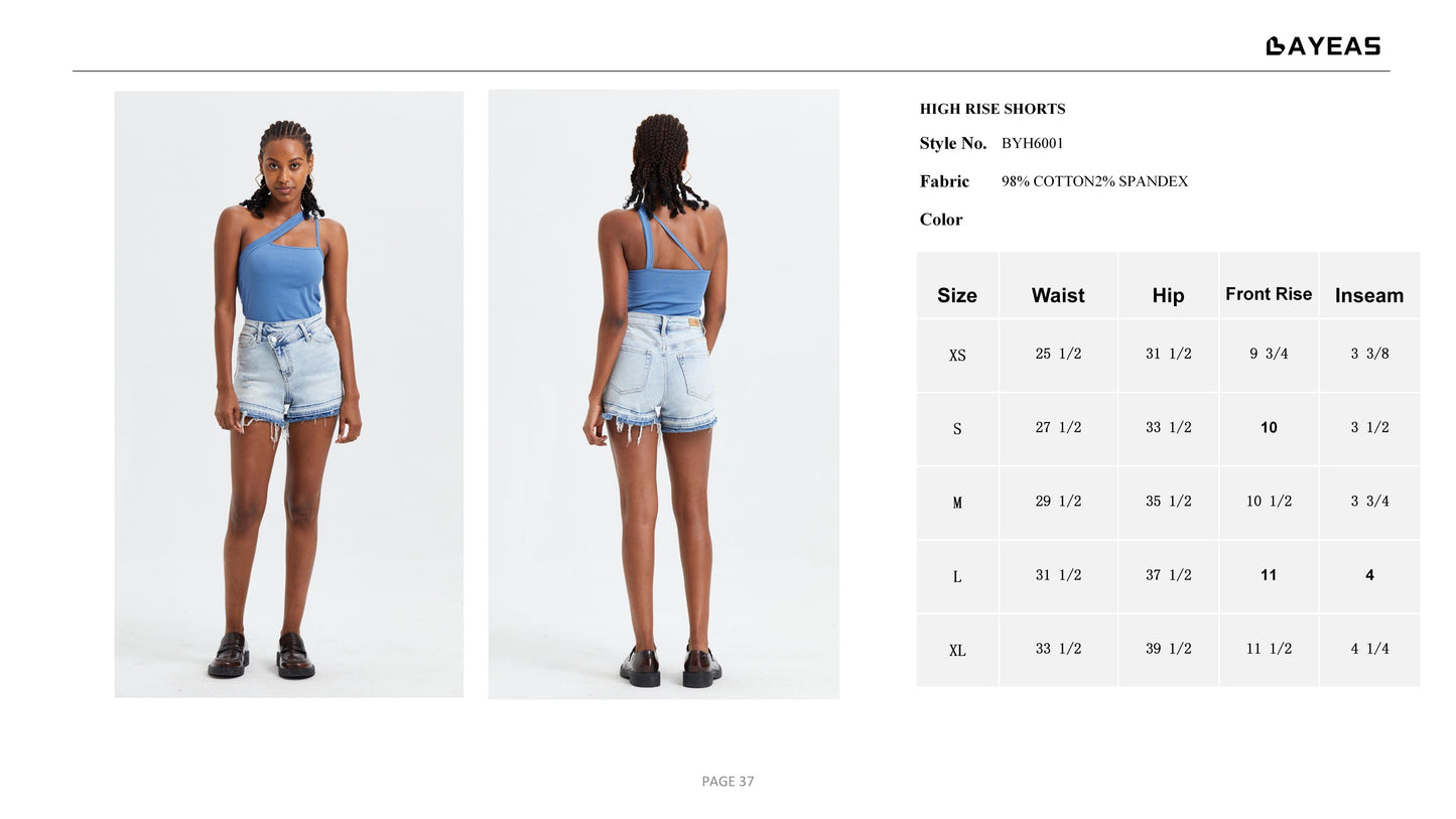 HIGH RISE DENIM SHORTS BYH6001 by Bayeas